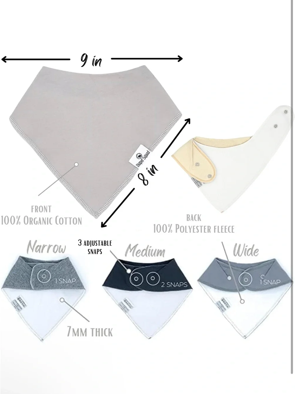10 pack Diaper Squad Neutral Cotton Bandana Bib Set Baby Cotton Fleece